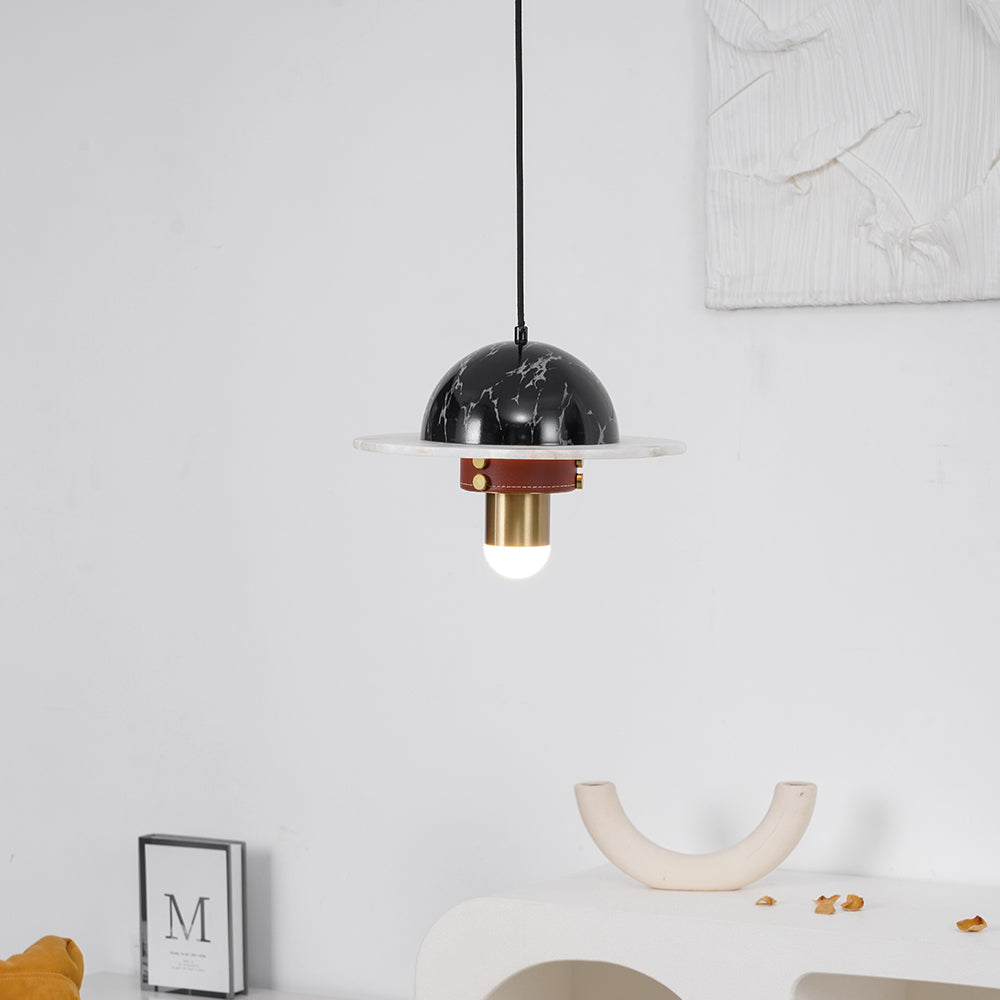 Jutta hanglamp marmer leer fusie