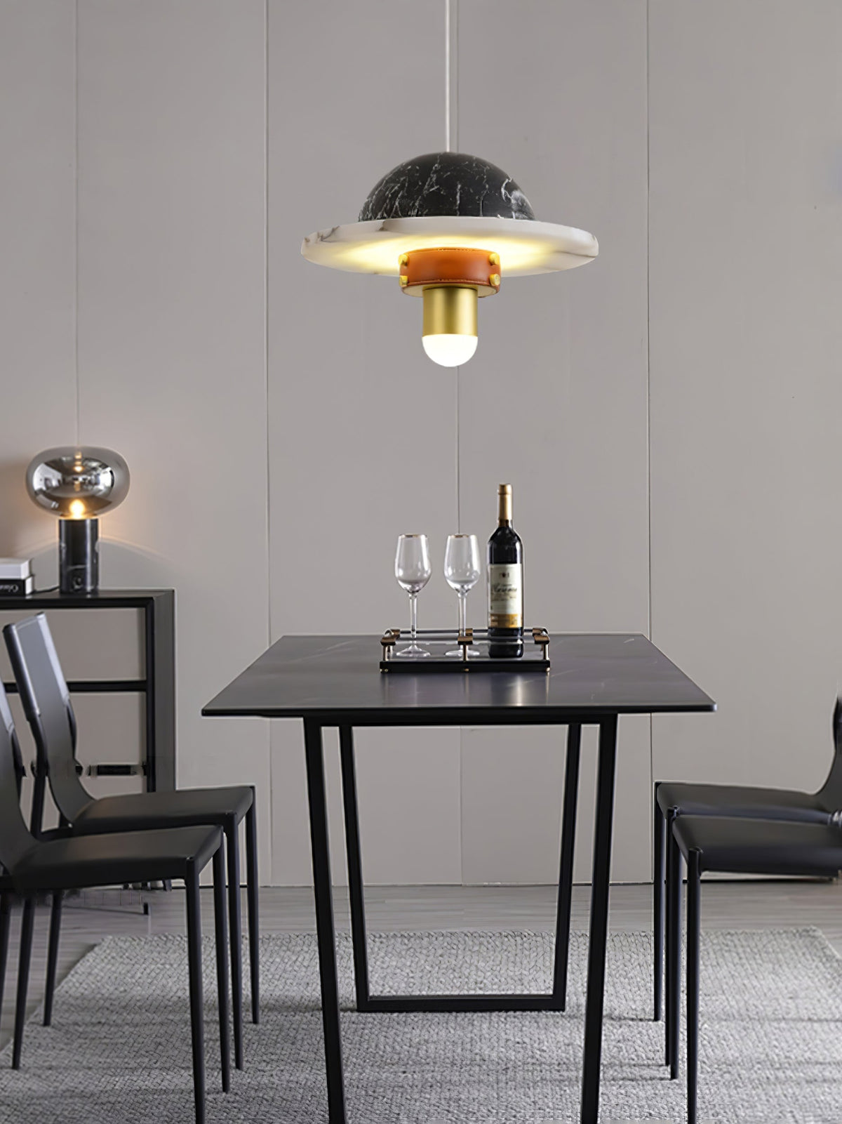 Jutta hanglamp marmer leer fusie