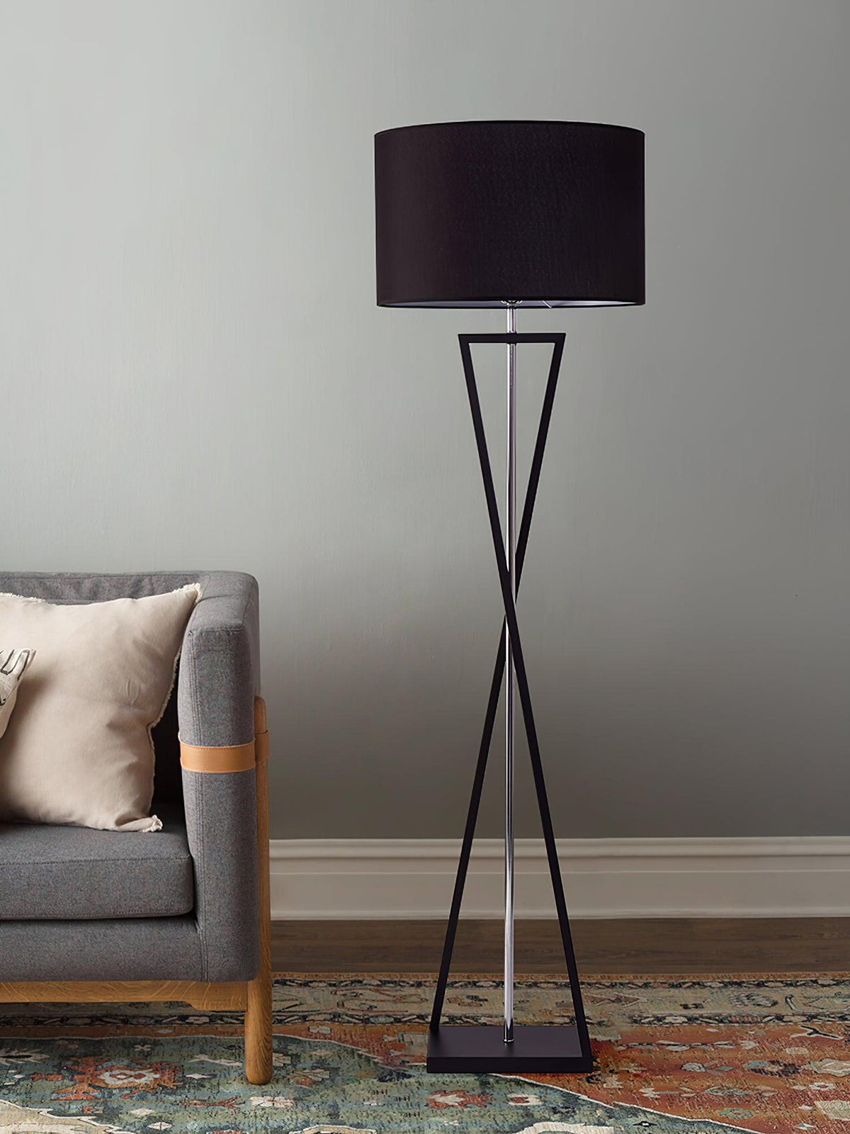 Xeno Zwart Stof Moderne vloerlamp