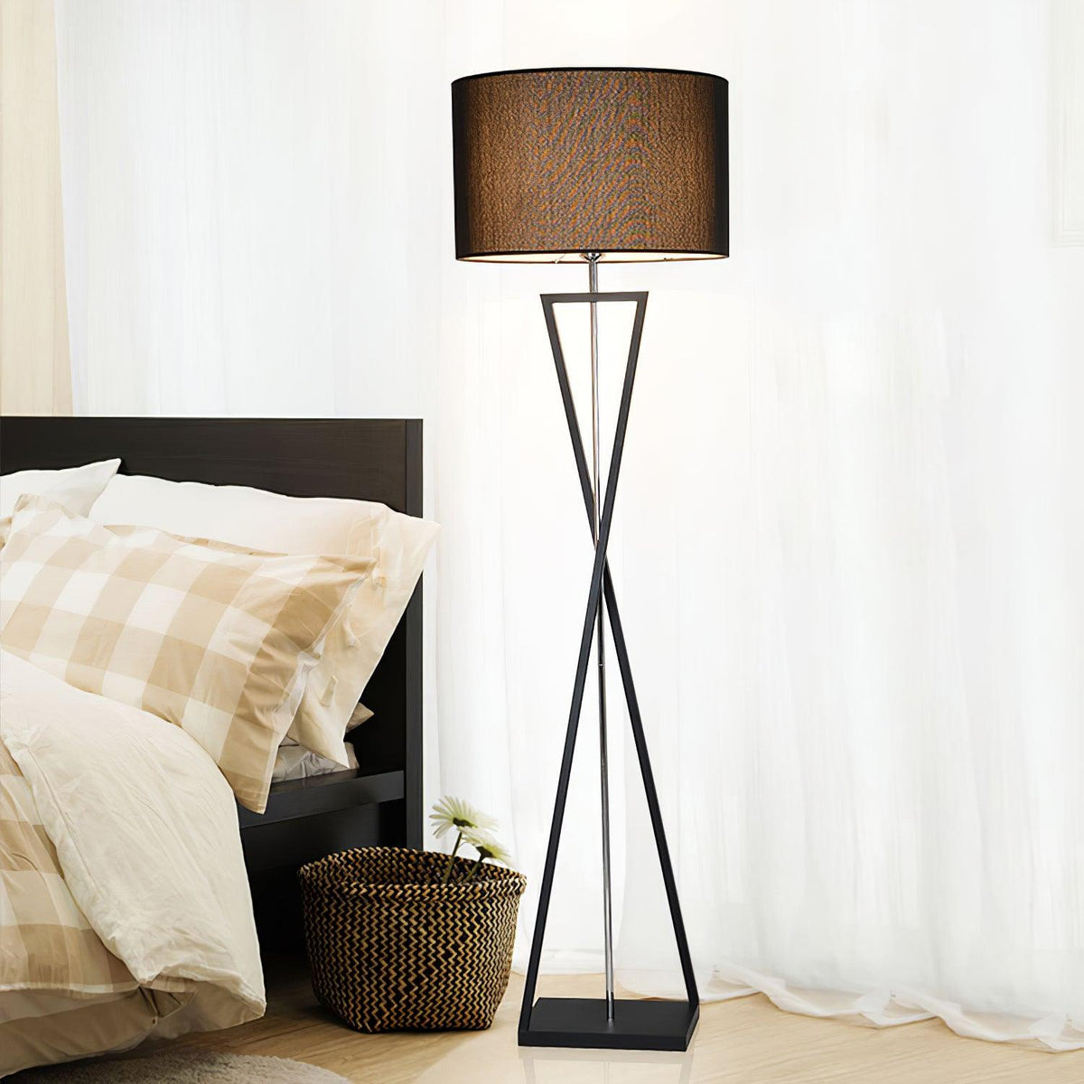 Xeno Zwart Stof Moderne vloerlamp