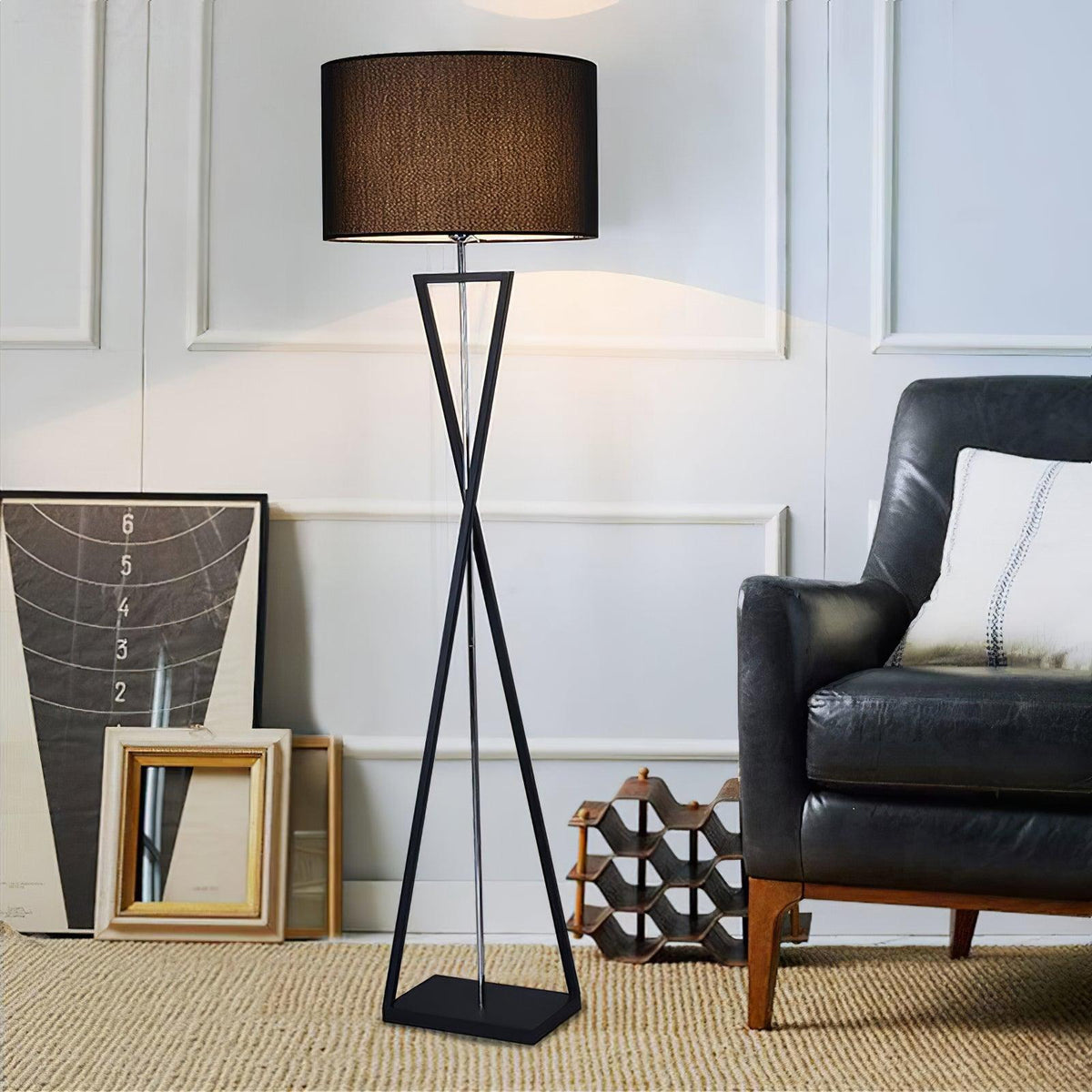 Xeno Zwart Stof Moderne vloerlamp