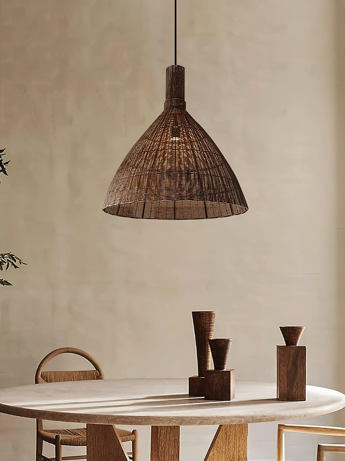 Dsplen hanglamp van natuurlijk rotan