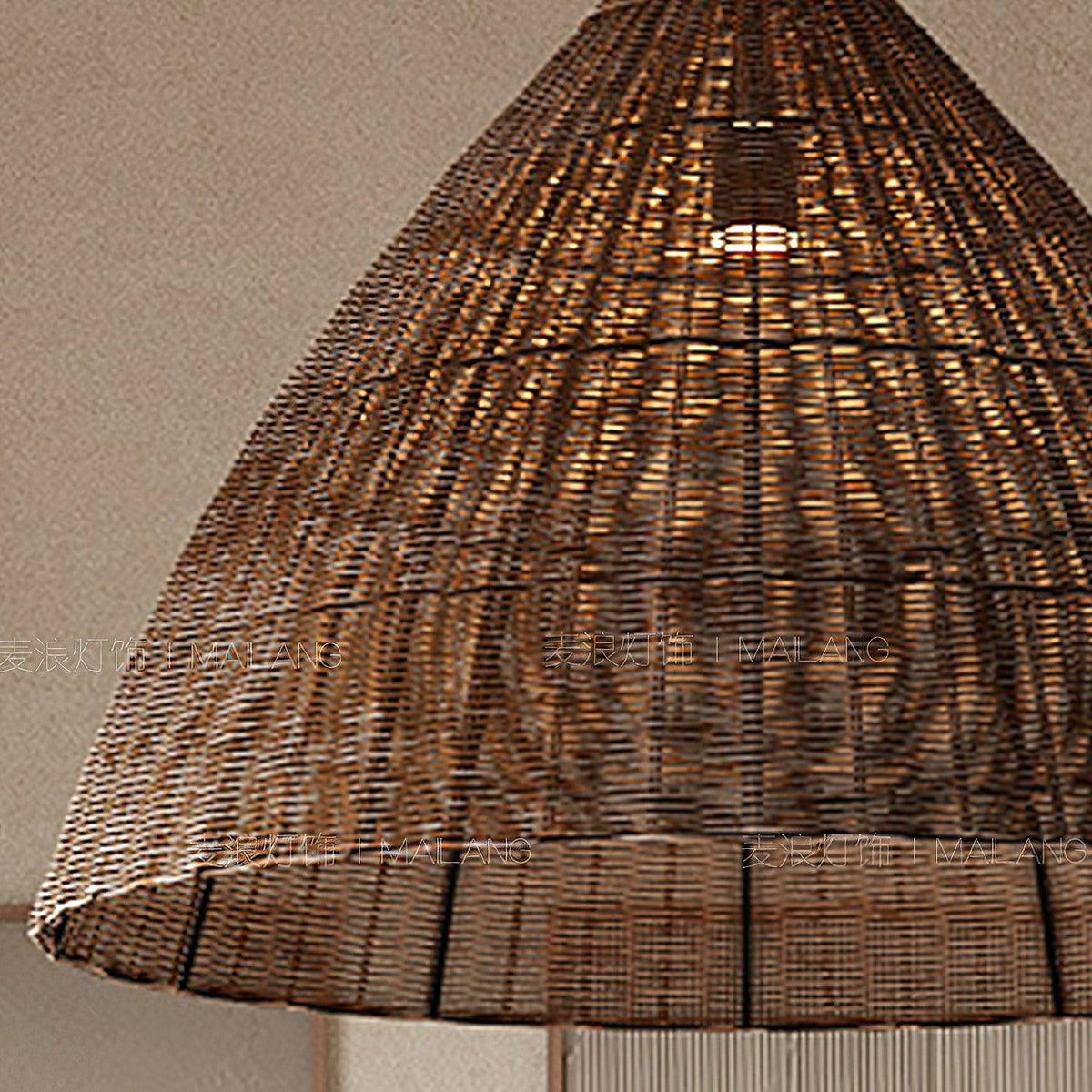 Dsplen hanglamp van natuurlijk rotan