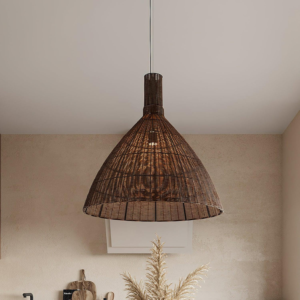 Dsplen hanglamp van natuurlijk rotan