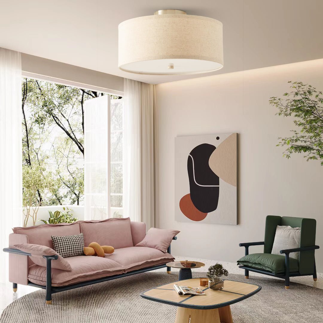 Qilvo plafondlamp linnen kap strak elegant