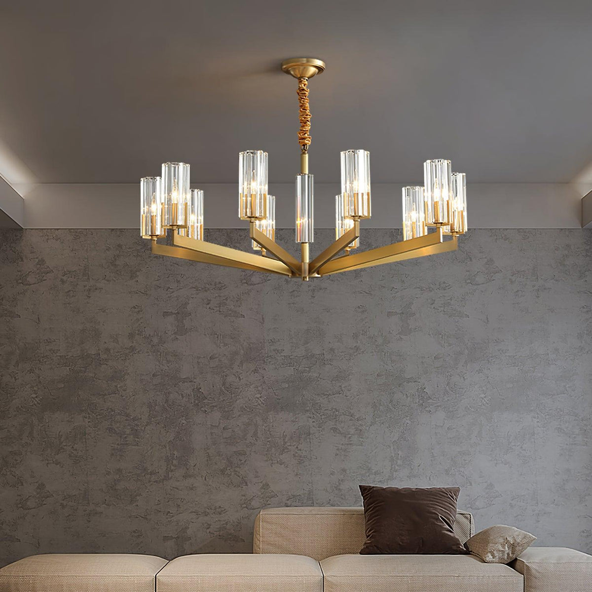 Velinora Kroonluchter messing glas Modern