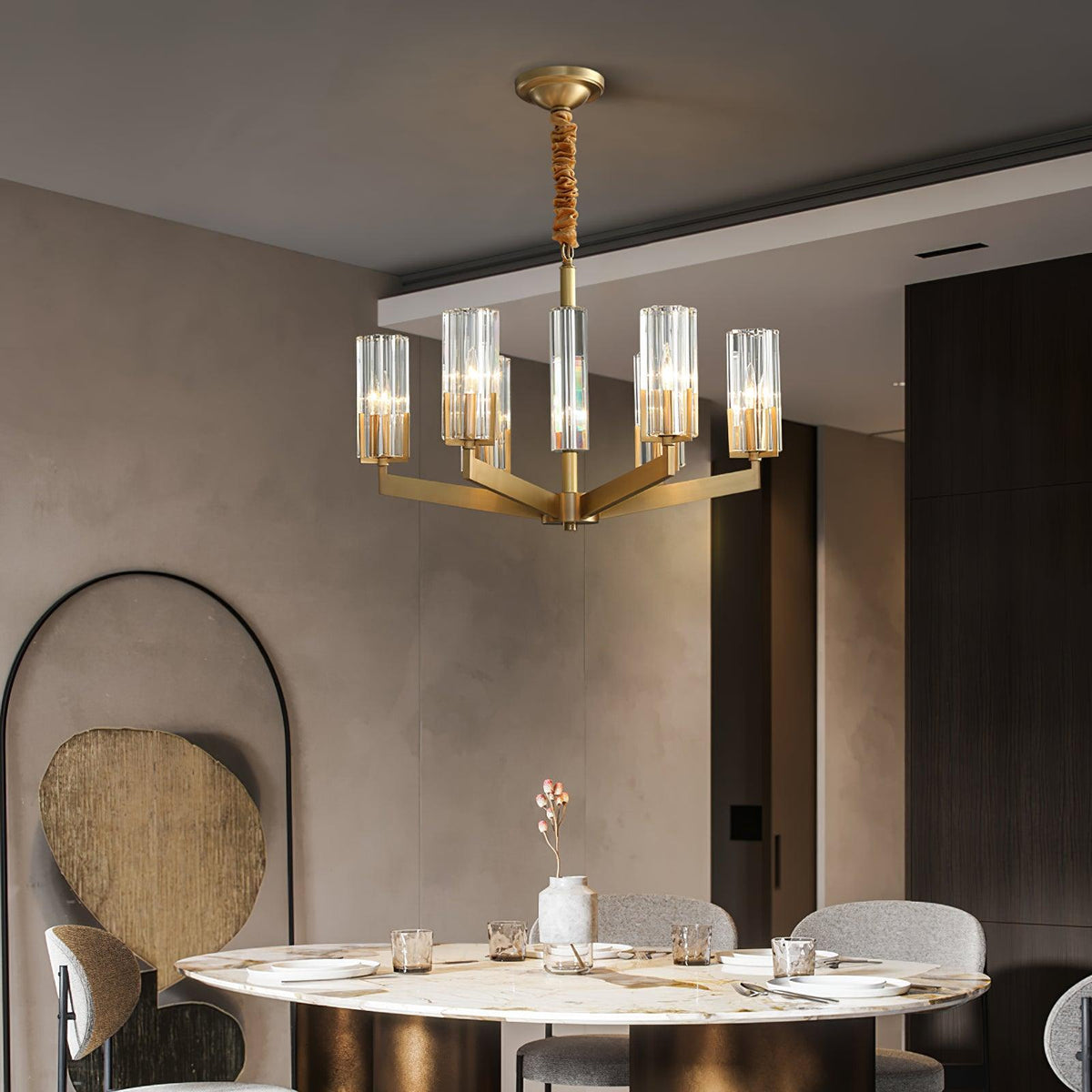 Velinora Kroonluchter messing glas Modern