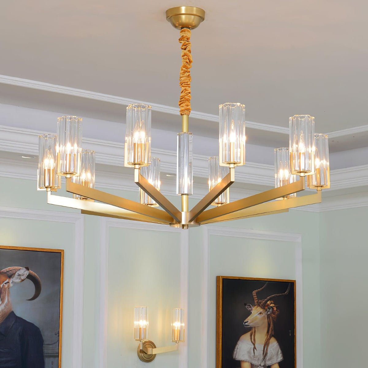 Velinora Kroonluchter messing glas Modern