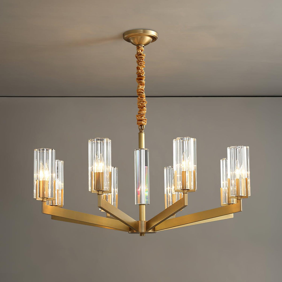 Velinora Kroonluchter messing glas Modern