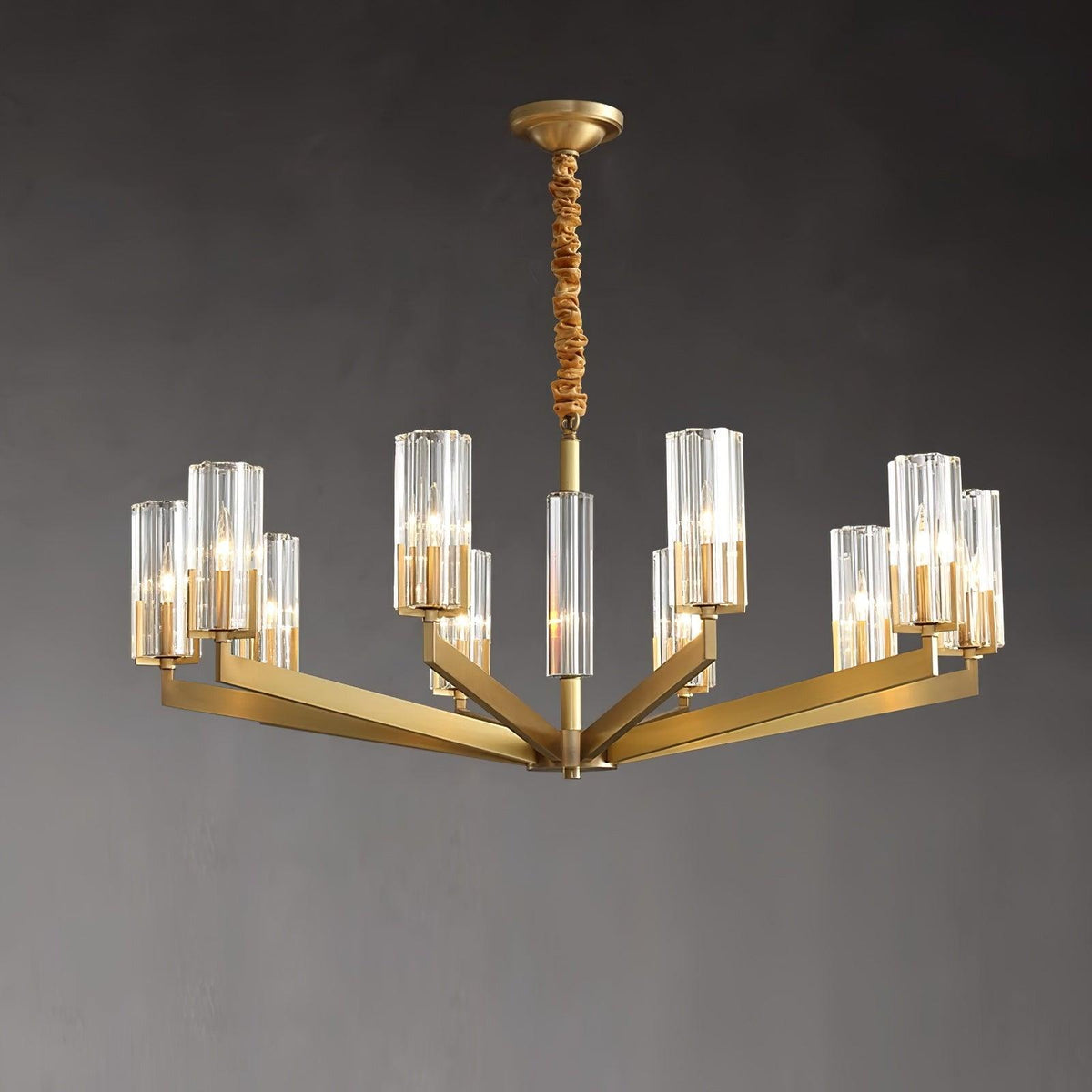 Velinora Kroonluchter messing glas Modern