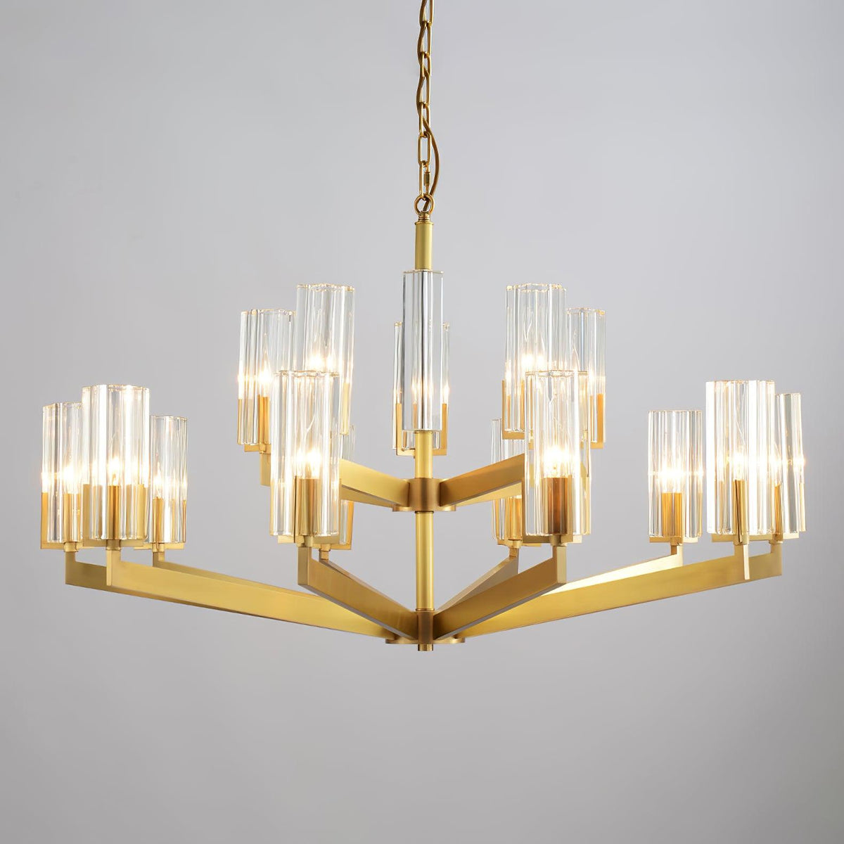 Velinora Kroonluchter messing glas Modern