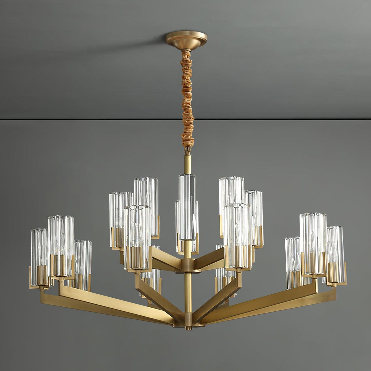 Velinora Kroonluchter messing glas Modern
