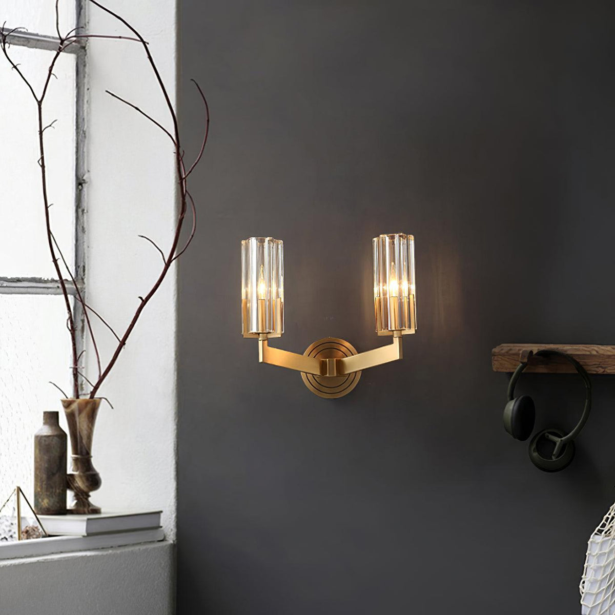 Coen Premium elegantie messing glas wandlamp