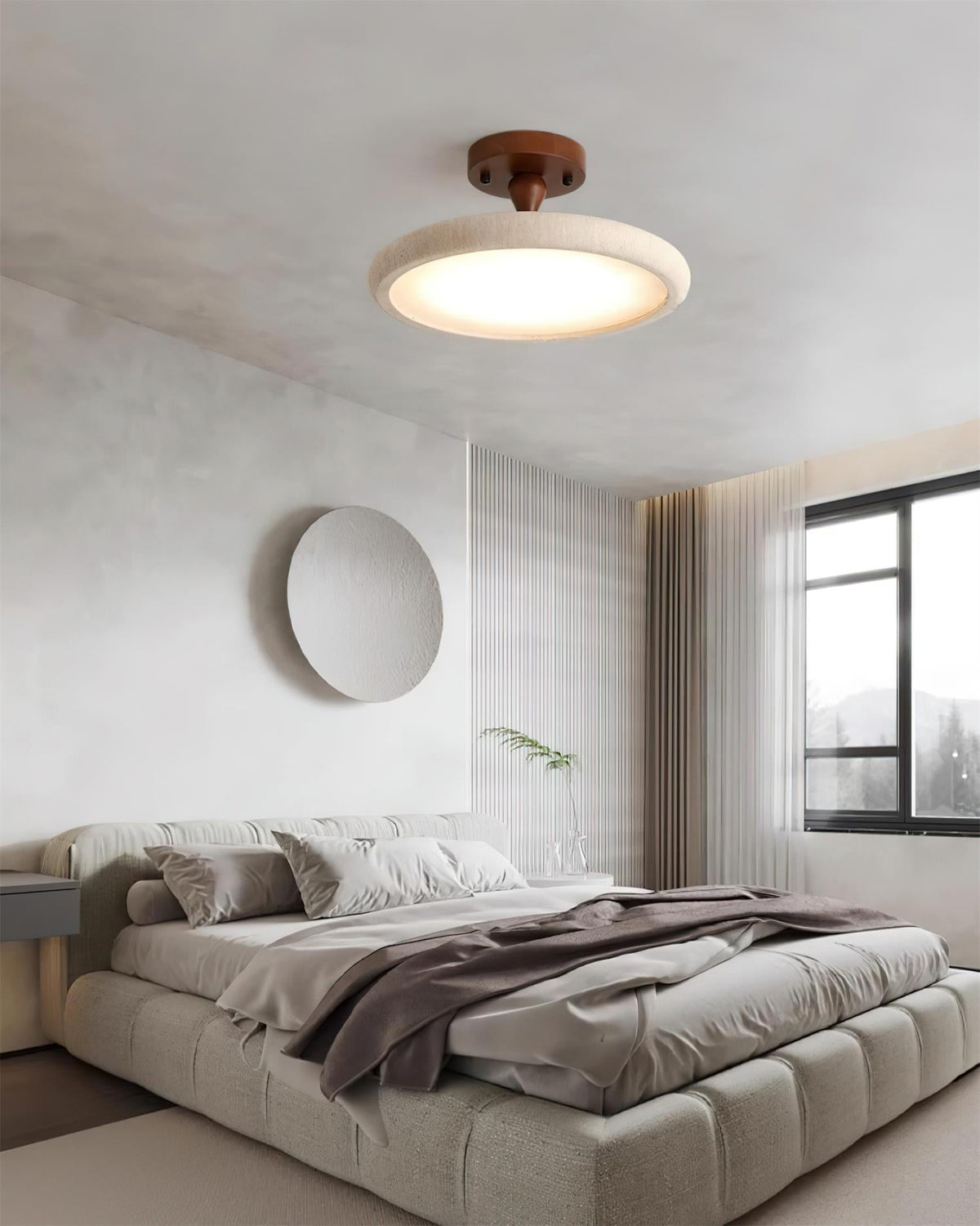 Luvia plafondlamp Semi Flush travertin