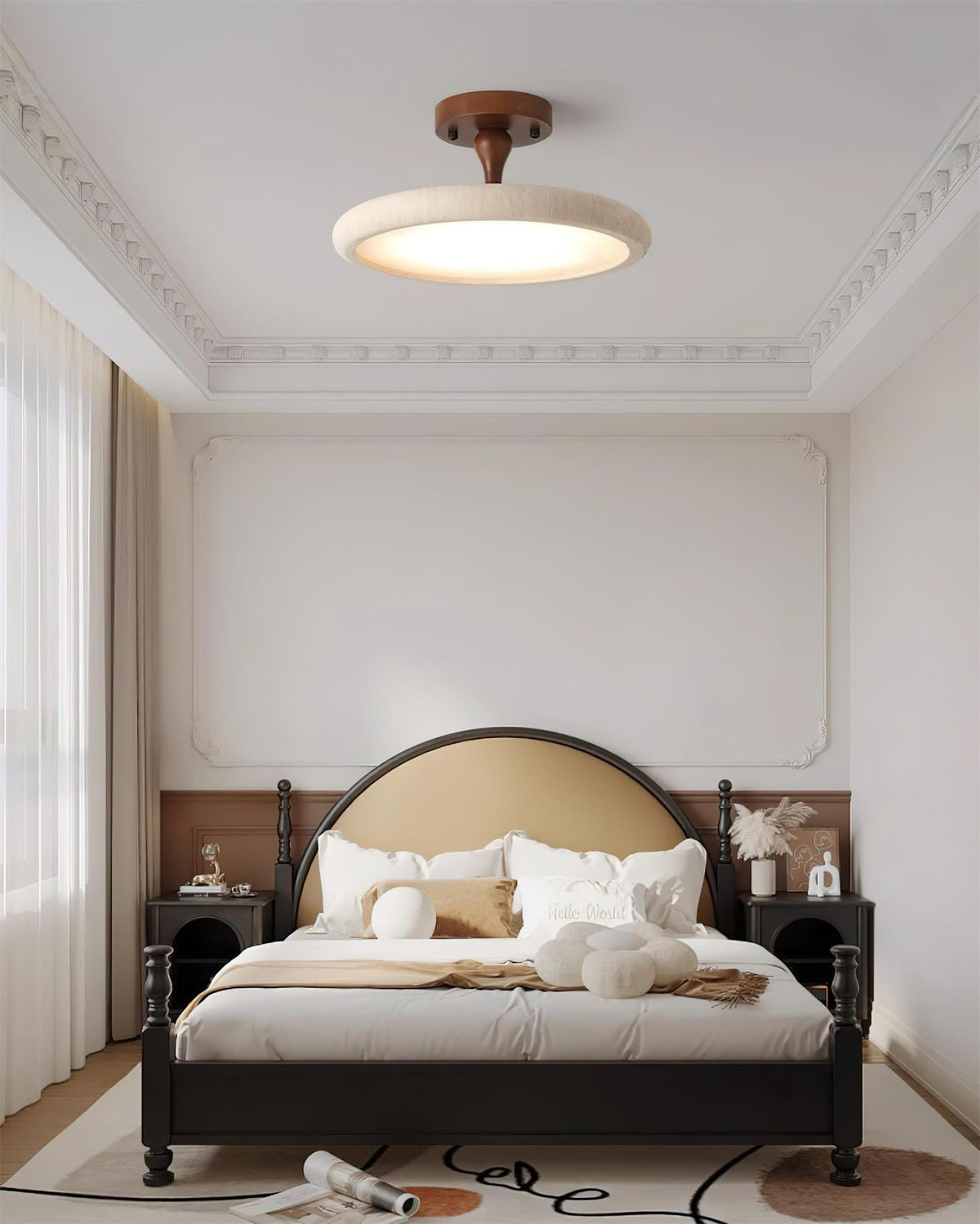 Luvia plafondlamp Semi Flush travertin