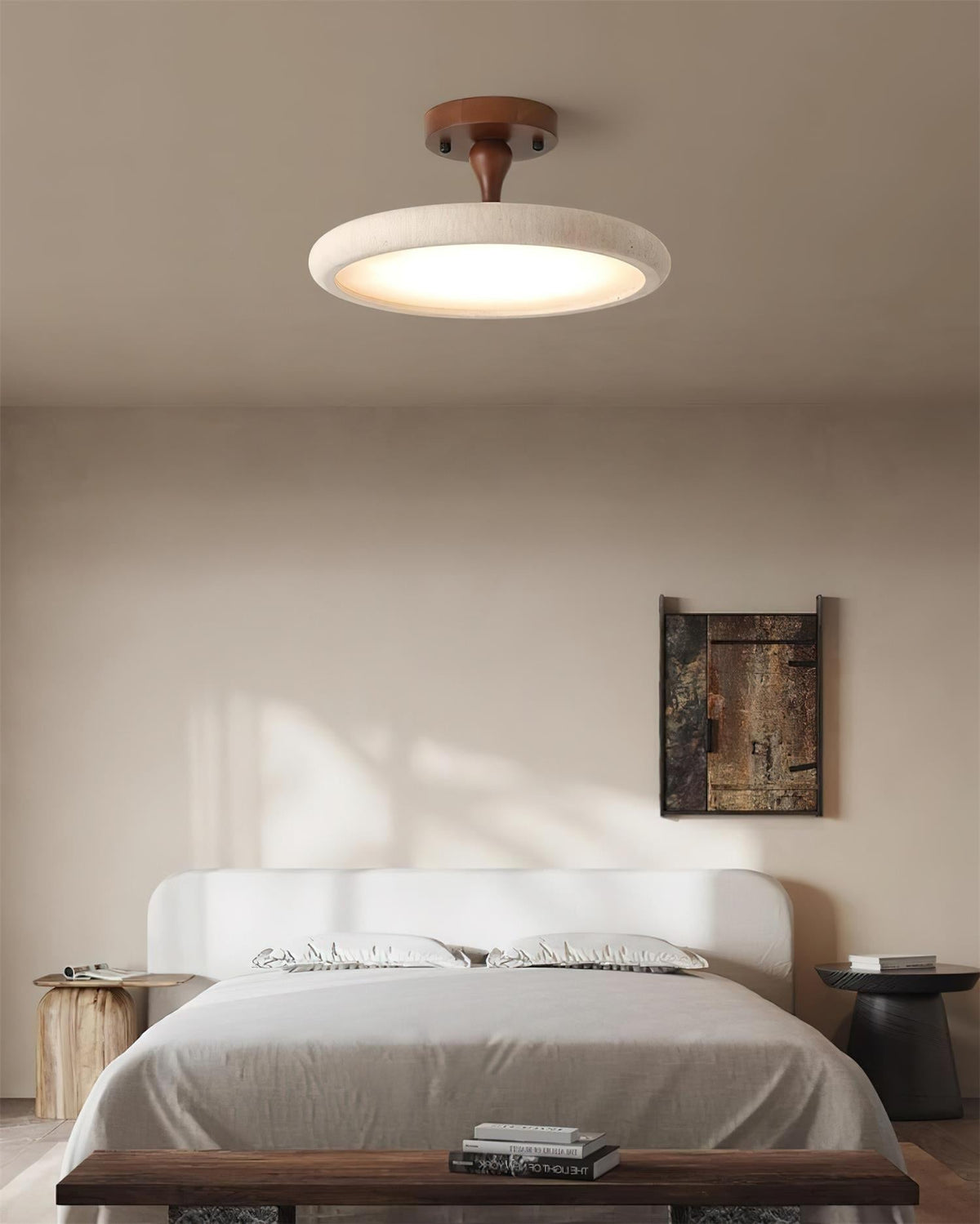 Luvia plafondlamp Semi Flush travertin