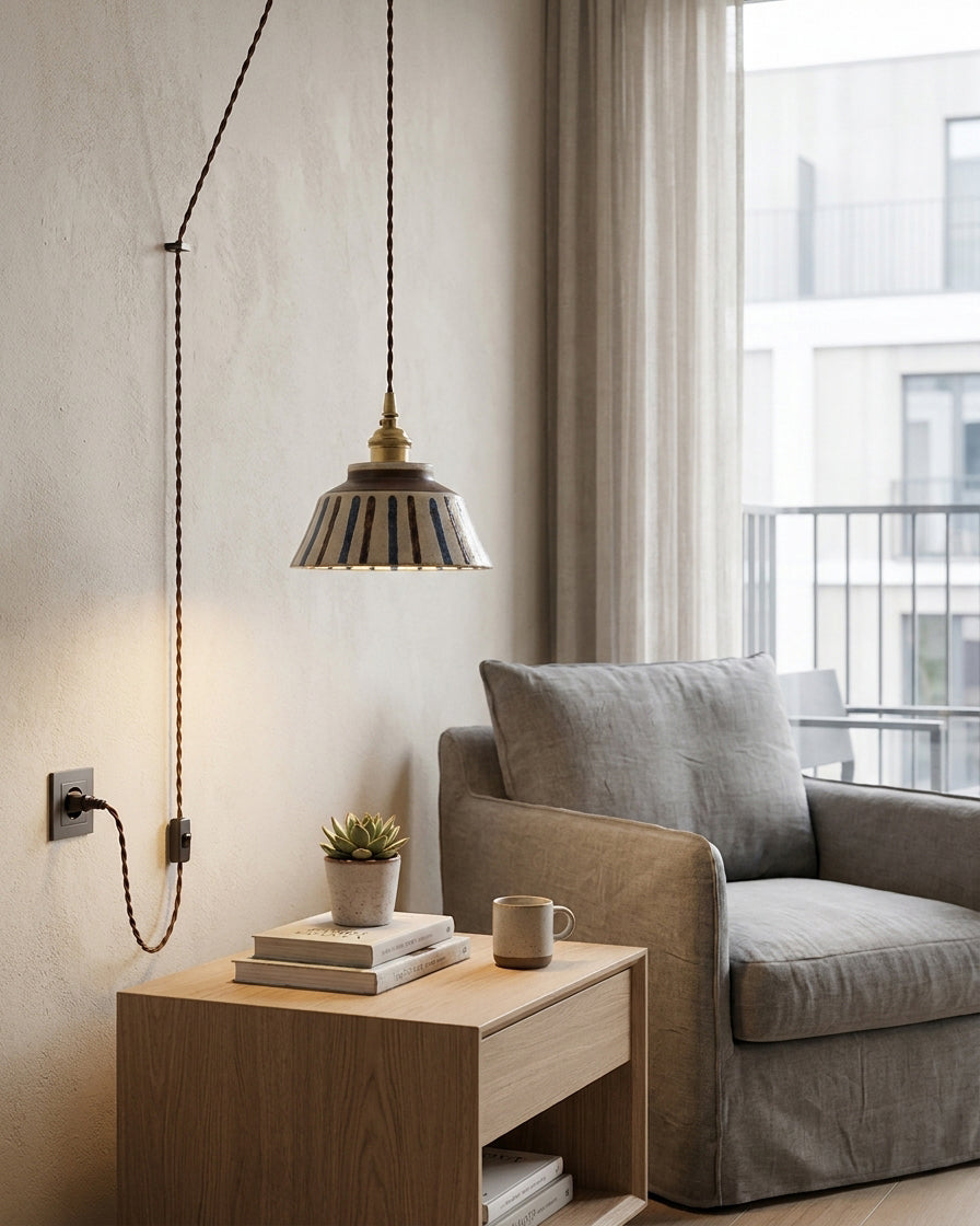 Indigo stekker-in hanglamp