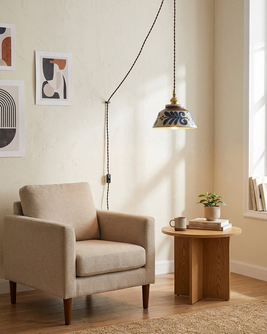 Indigo stekker-in hanglamp