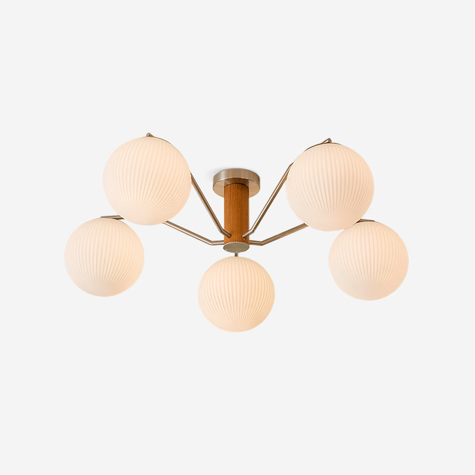 Plafondlamp met geïntegreerde LED/gloeilamp, bolvormige lampenkap, vlakke plafondlamp voor woonkamer