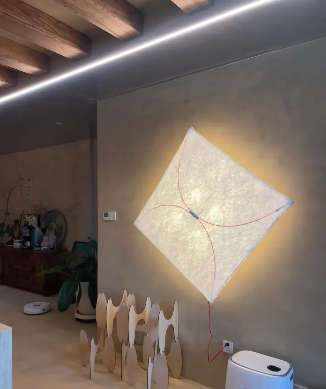 Ozawa Natuurlijk Papier Metaal Wit Wandlamp Eetkamer Slaapkamer