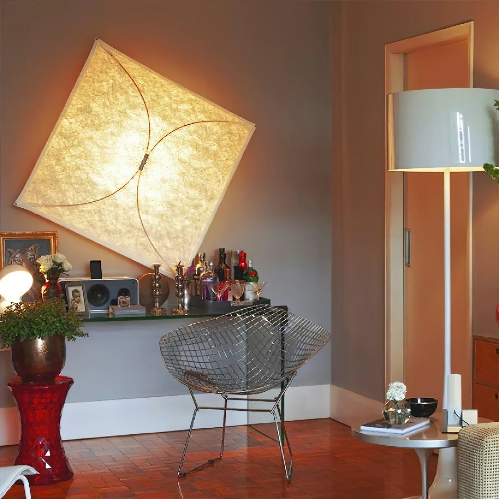 Ozawa Natuurlijk Papier Metaal Wit Wandlamp Eetkamer Slaapkamer