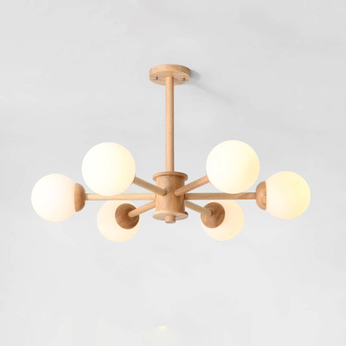 Kalds Kroonluchter Houten bollen Minimalistisch Natuurlijk