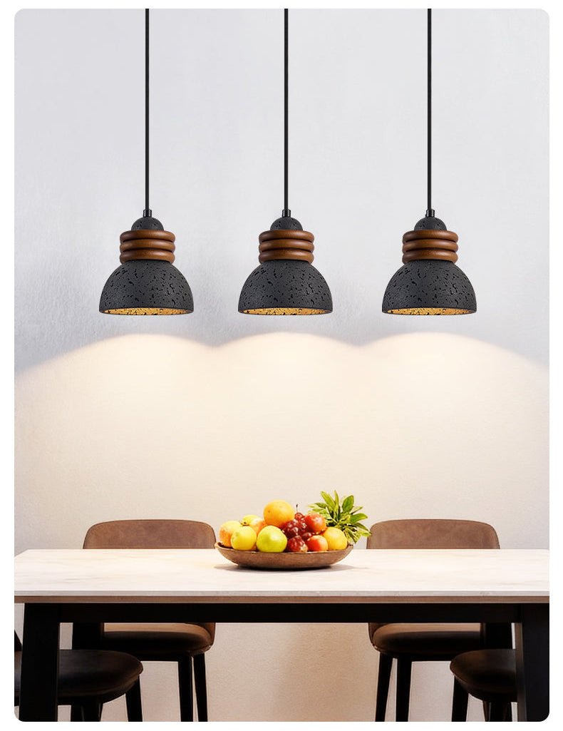 Riso Ring Zwart travertin hanglamp