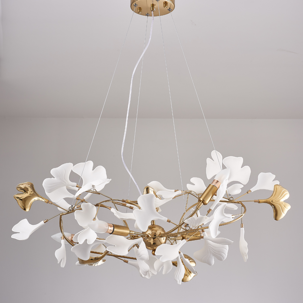 Olivia Design Ginkgoblad LED Kroonluchters Goud/Wit Metaal/Keramisch Slaap/Eet/Woonkamer