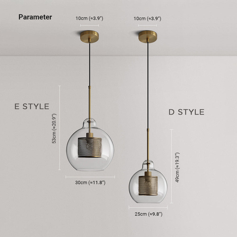 Oneal Retro Ronde LED Hanglampen Gouden Metaal Glas Woonkamer
