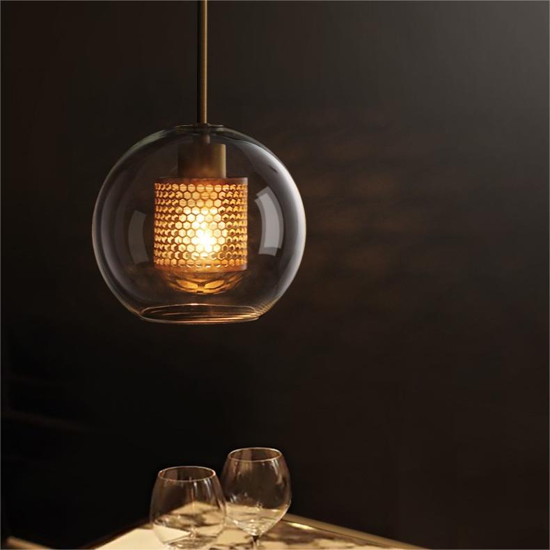 Oneal Retro Ronde LED Hanglampen Gouden Metaal Glas Woonkamer