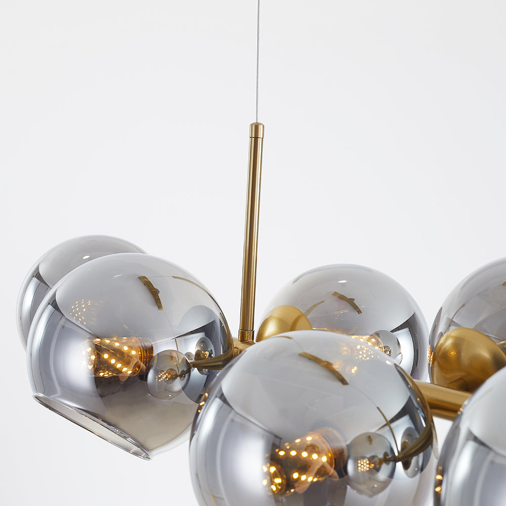 Valentina Ronde LED Hanglampen Zwart Goud Metaal Glas Woonkamer