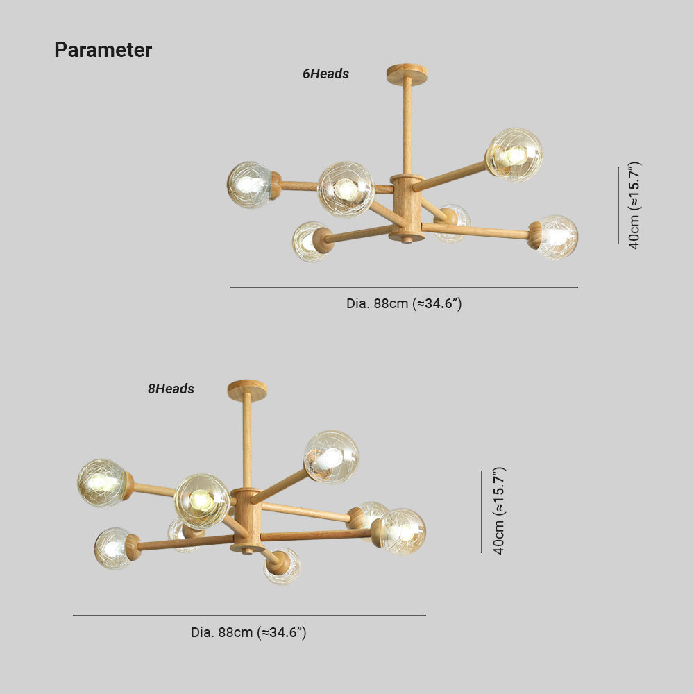Ozawa Moderne Bubbel Hanglampen Hout Glas Woonkamer Slaapkamer Eetkamer