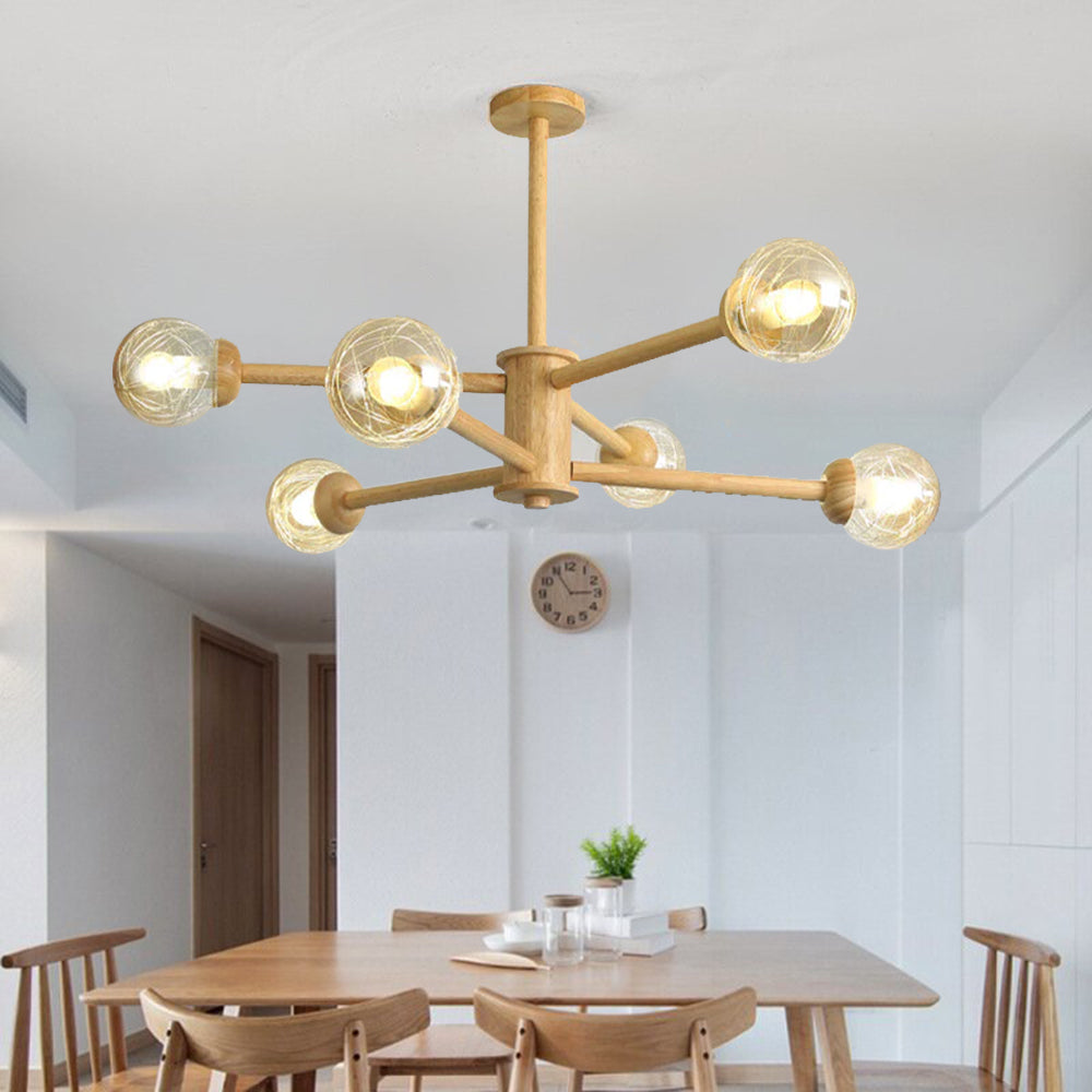Ozawa Moderne Bubbel Hanglampen Hout Glas Woonkamer Slaapkamer Eetkamer