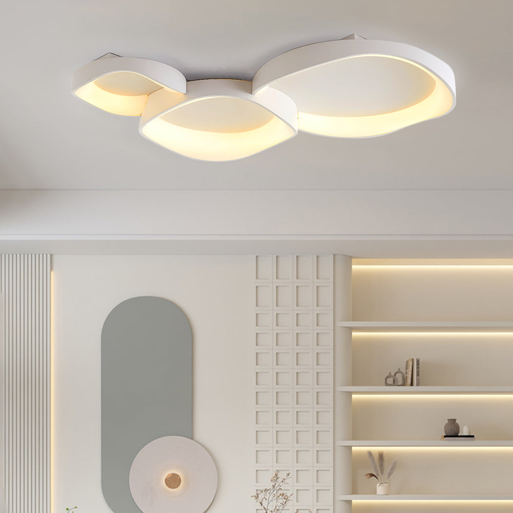 Arisha Modern Wave Flush Mount Ceiling Light, Living Room, White