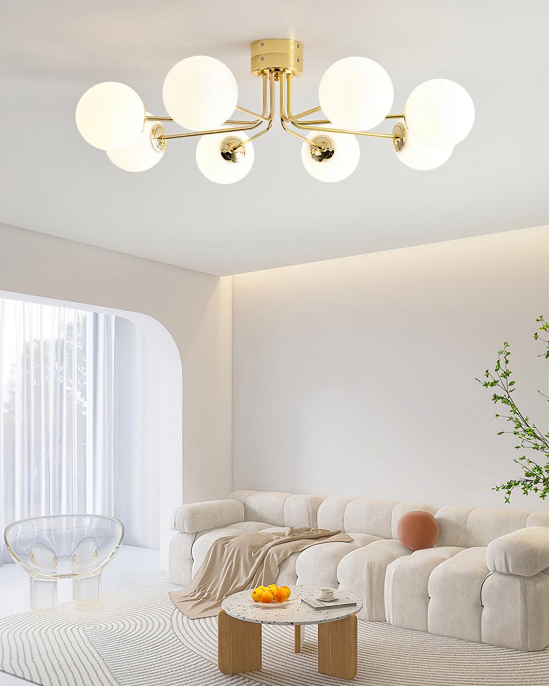 Othien plafondlamp goud wit bol