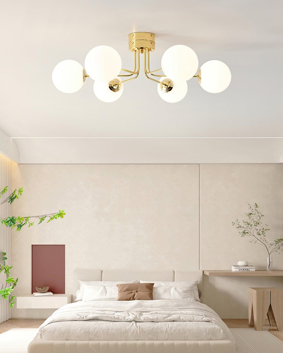 Othien plafondlamp goud wit bol