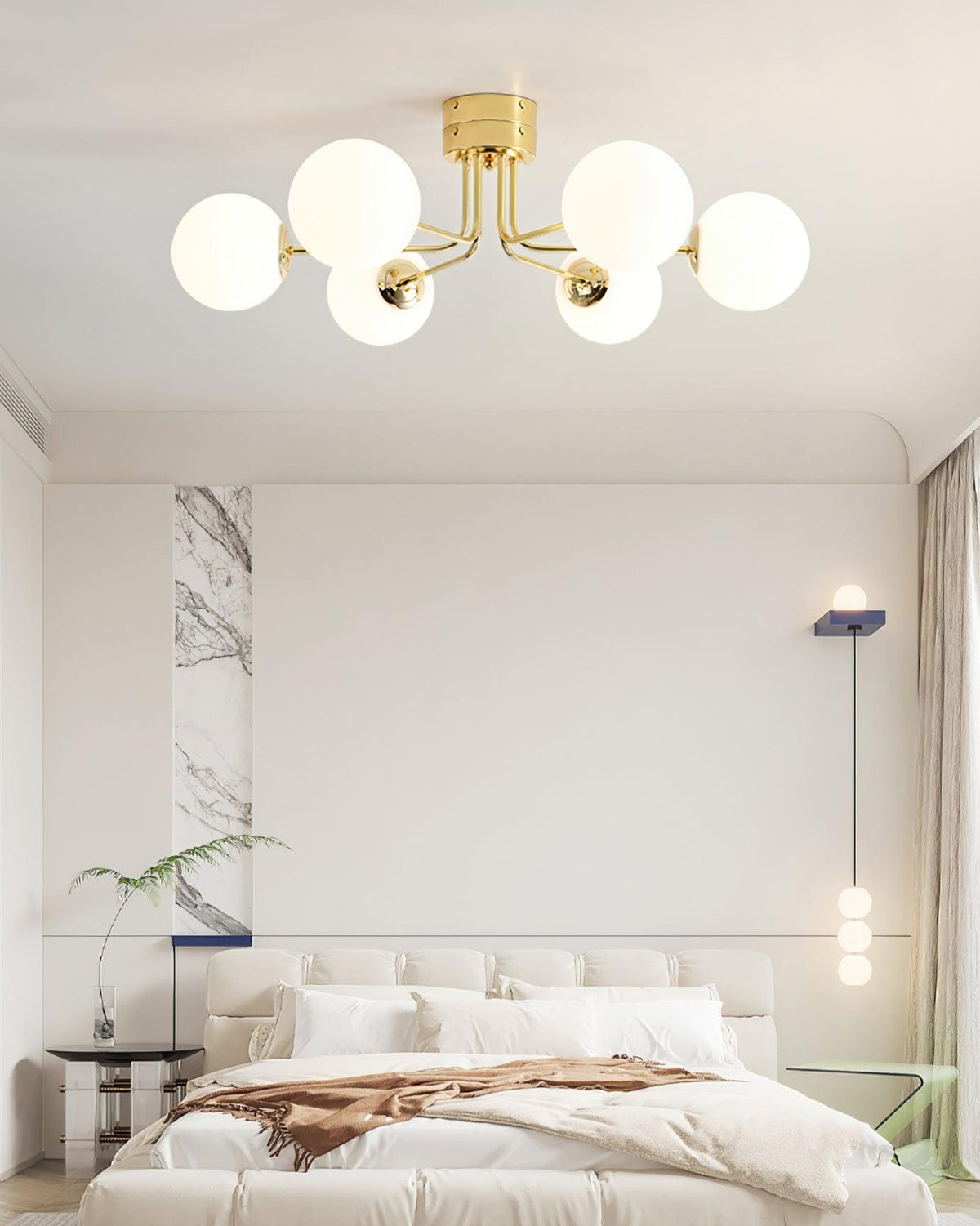 Othien plafondlamp goud wit bol