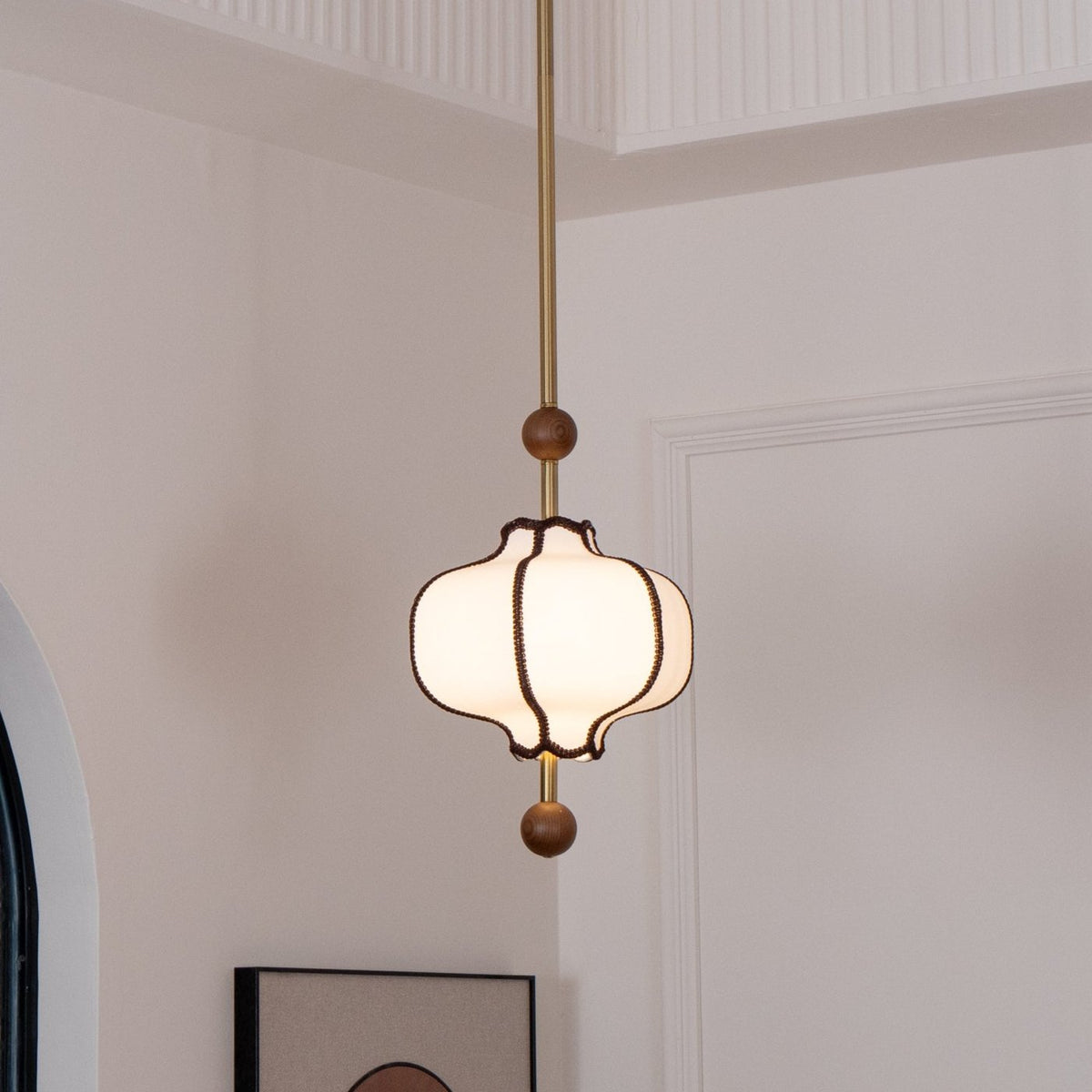 Miralielle hanglamp met lantaarnstof voor woonkamer