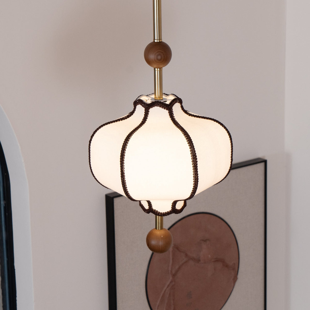 Miralielle hanglamp met lantaarnstof voor woonkamer