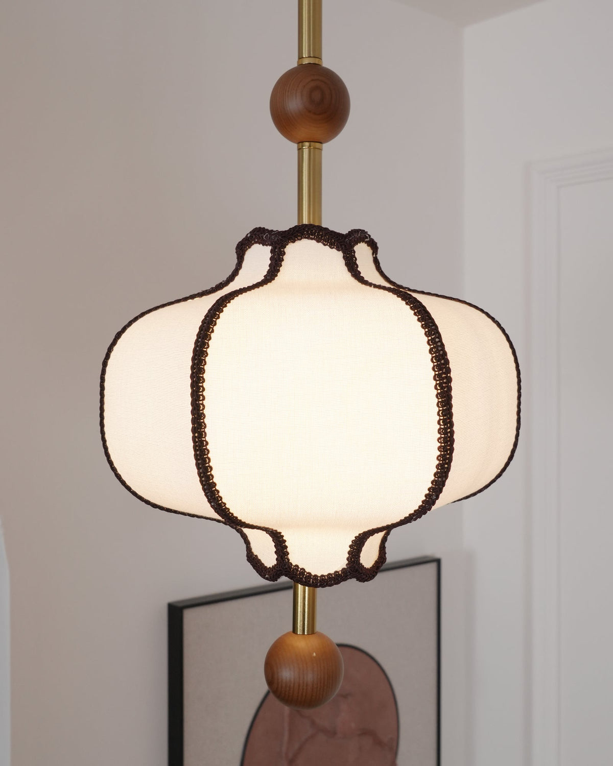 Miralielle hanglamp met lantaarnstof voor woonkamer