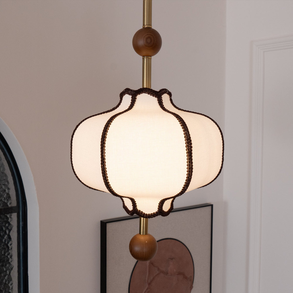 Miralielle hanglamp met lantaarnstof voor woonkamer