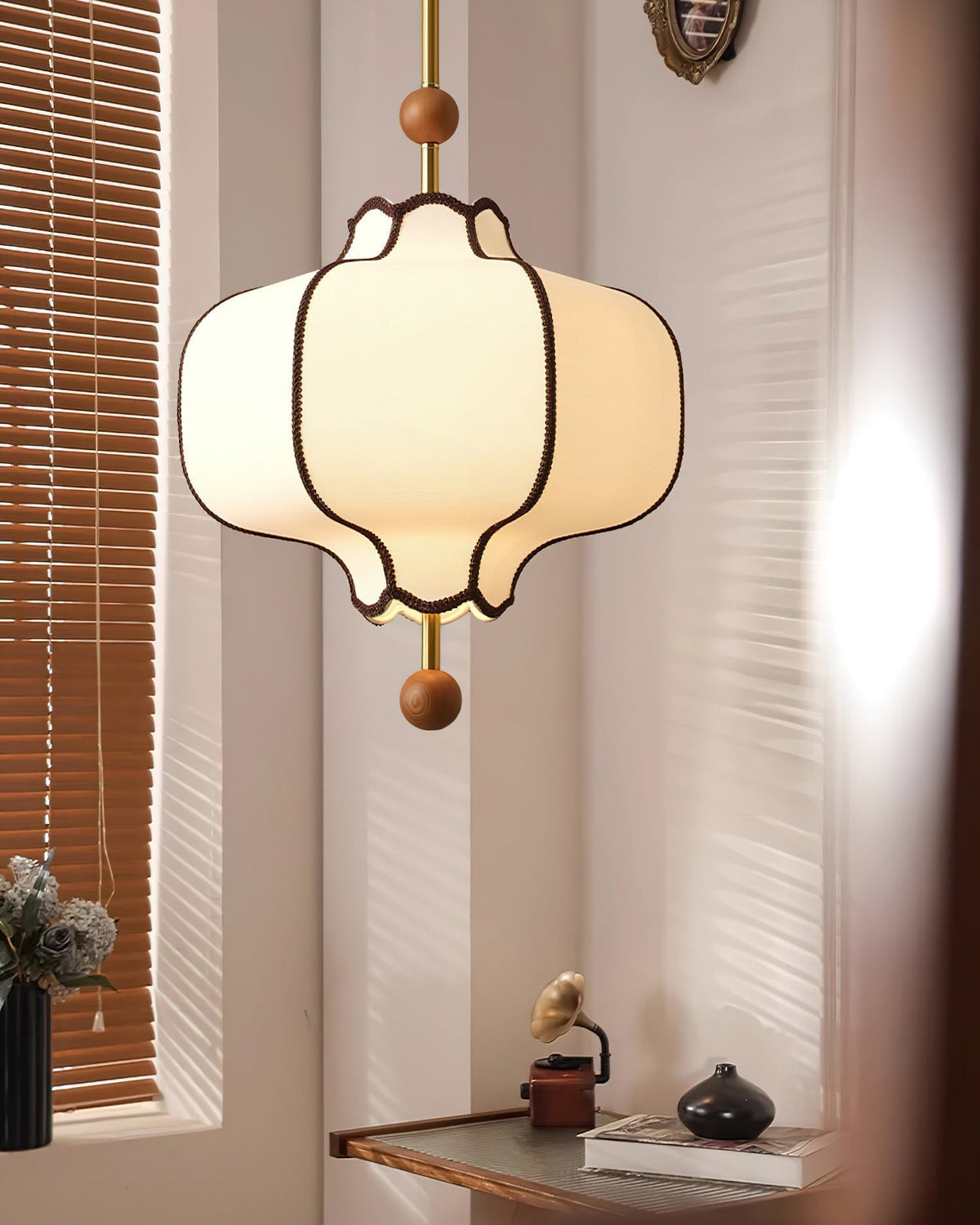 Miralielle hanglamp met lantaarnstof voor woonkamer