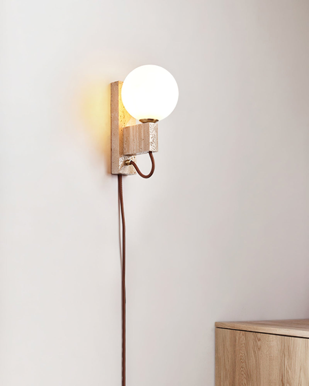 Talt bollen-travertin wandlamp