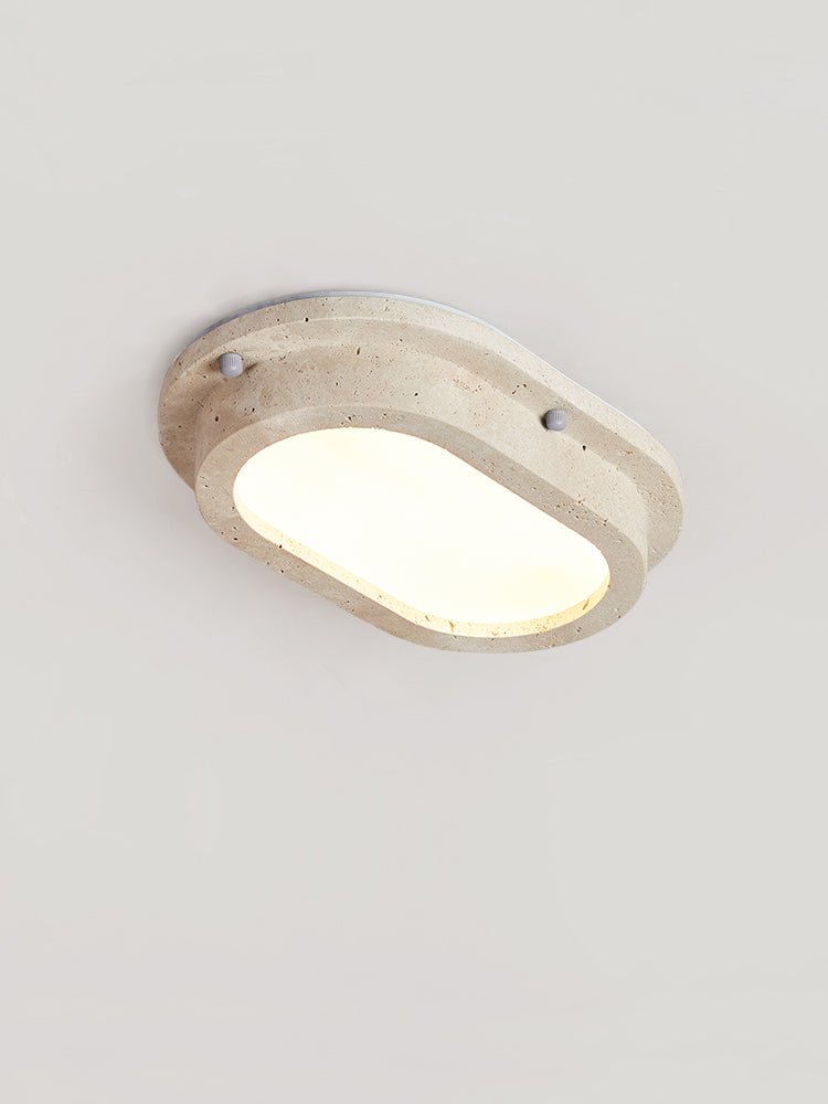 Remy minimalistische plafondlamp van geel travertin