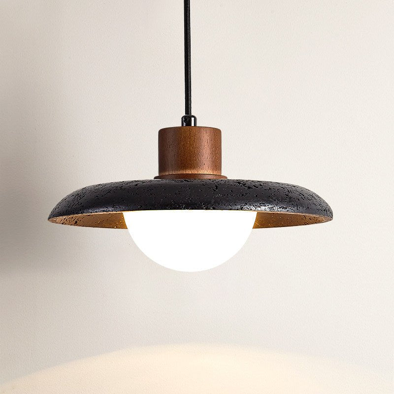Podve zwarte travertin minimalistische hanglamp