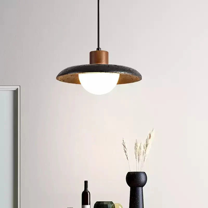 Podve zwarte travertin minimalistische hanglamp