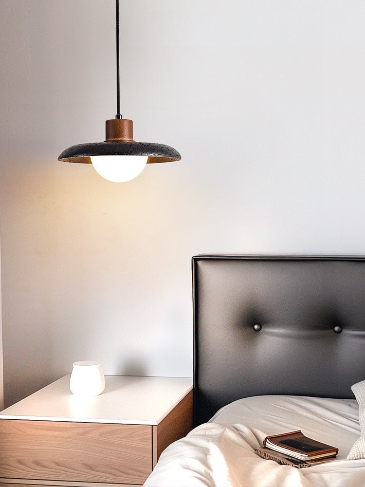 Podve zwarte travertin minimalistische hanglamp