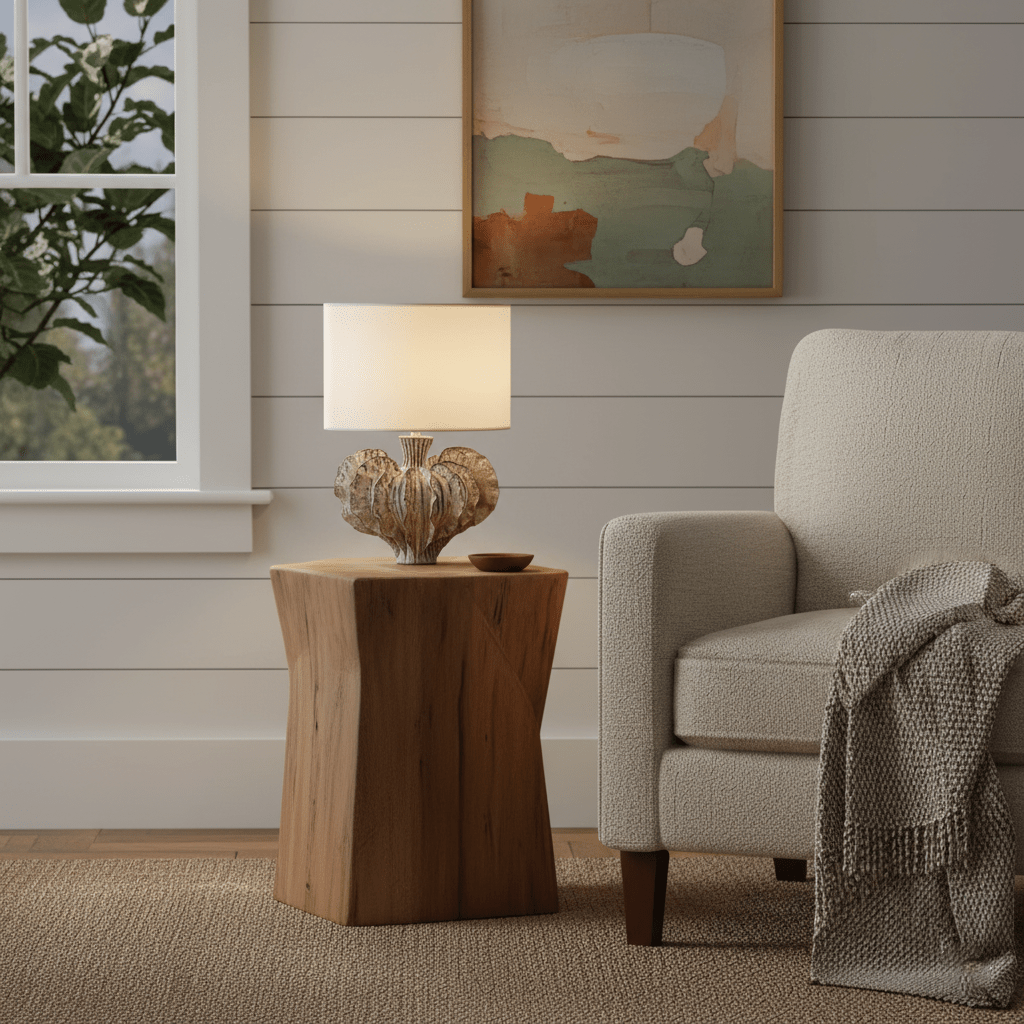 Leaf-vormige tafellamp van keramiek