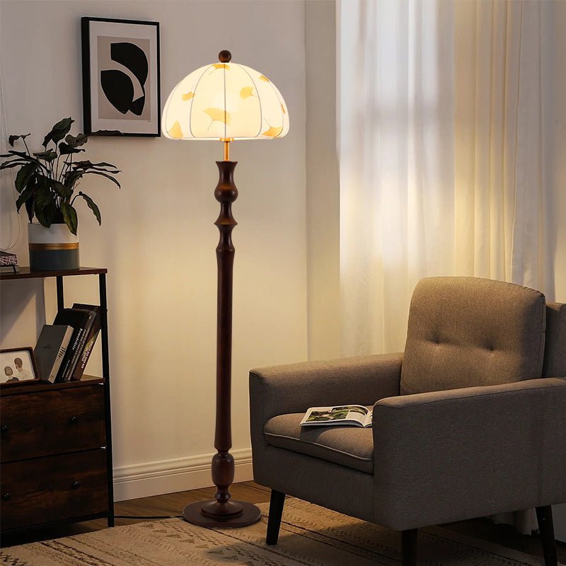 Ginkgore Houten Stoffen Vintage vloerlamp