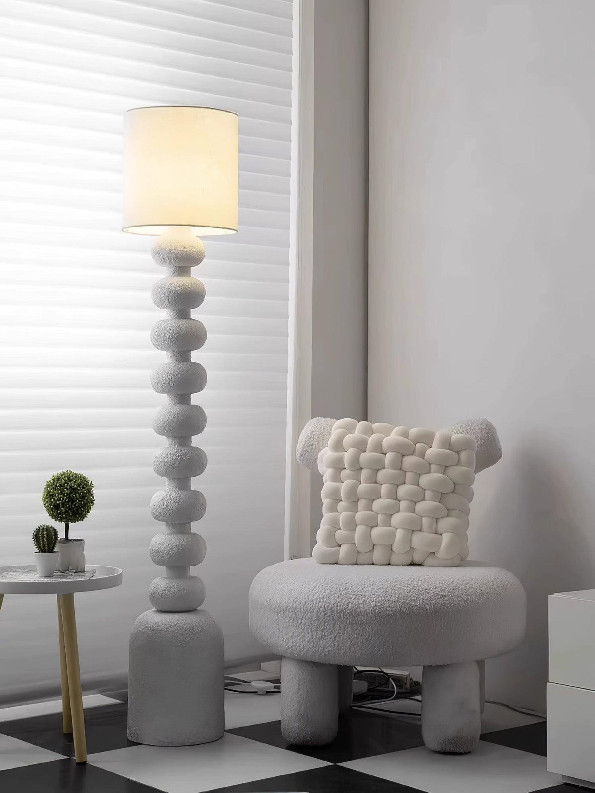 Khev Moderne vloerlamp met stoffen kap